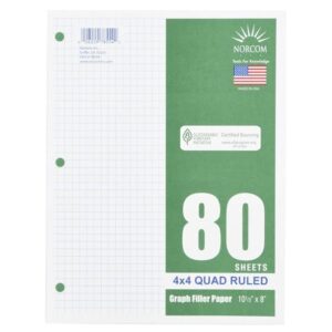 norcom quad filler paper, 10-1/2" x 8", 4 squares/inch