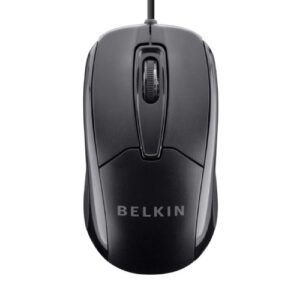 belkin 3-button wired computer mouse - ambidextrous, ergonomic mouse with 5-foot usb-a cord - 800 dpi wired mouse with mouse wheel compatible with pcs, macs, desktops and laptops - black