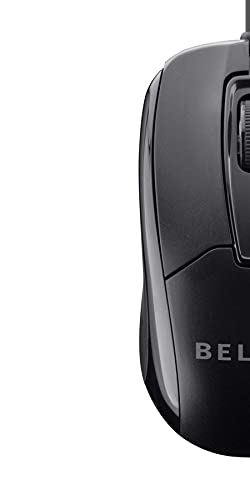Belkin 3-Button Wired Computer Mouse - Ambidextrous, Ergonomic Mouse With 5-Foot USB-A Cord - 800 DPI Wired Mouse With Mouse Wheel Compatible with PCs, Macs, Desktops and Laptops - Black