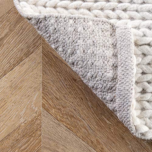 nuLOOM Penelope Braided Wool Area Rug, 5x8, Off White