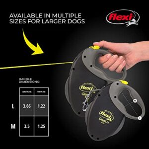 FLEXI New Classic Neon Retractable Dog Leash (Tape), Ergonomic, Durable And Tangle Free Pet Walking Leash For Dogs Up To 110 lbs, 26 ft, Large, Black