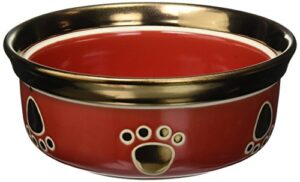 ethical stoneware dish 6888 ritz copper rim dog dish red, 7 inch