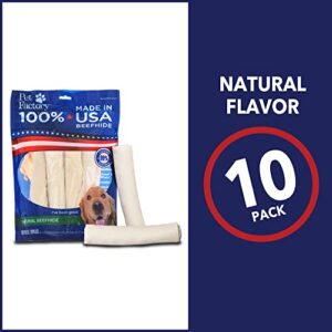 Pet Factory 100% Made in USA Beefhide 8" Rolls Dog Chew Treats - Natural Flavor, 10 Count/1 Pack