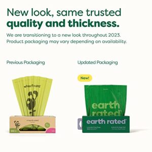 Earth Rated Dog Poop Bags, New Look, Thick Grab and Go Single Roll, Ideal for Backyard Pickups, Lavender Scented, 300 Bags