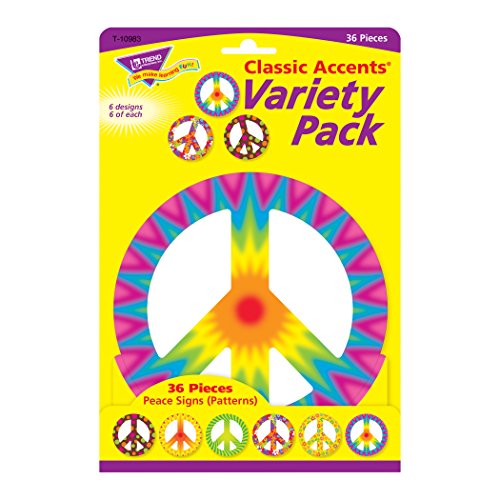 TREND ENTERPRISES, INC. Peace Signs Patterns Classic Accents Variety Pack, 36 ct