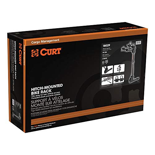 CURT 18029 Trailer Hitch Bike Rack Mount, Fits 1-1/4, 2-Inch Receiver, 2 Bicycles, CARBIDE BLACK POWDER COAT