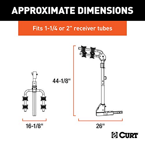 CURT 18029 Trailer Hitch Bike Rack Mount, Fits 1-1/4, 2-Inch Receiver, 2 Bicycles, CARBIDE BLACK POWDER COAT