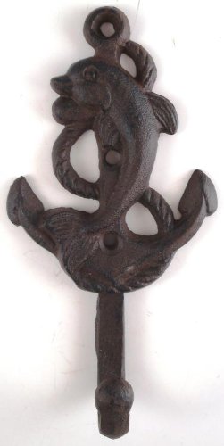 Lighthouse Dolphin Anchor Starfish Seahorse Shell Cast Iron Nautical Hooks Set