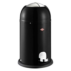 wesco kickmaster junior - german designed - step trash can, powder coated steel, 4 gallon / 15 l, black
