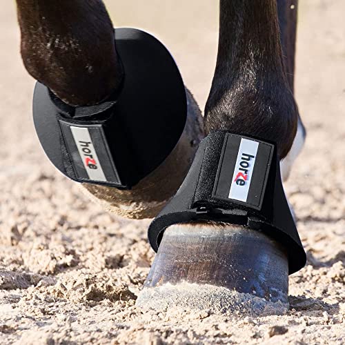 HORZE Pro Overreach Neoprene Horse Bell Boots - Durable and Long-Lasting Protection, Heavy-Duty, Shock-Absorbing, and Tear-Resistant - Sold in Pairs - Black (X-Large)