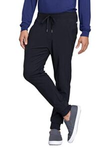 jogger scrubs for men – 4-way stretch with drawstring elastic waist, cargo pockets, superior performance & comfort ck004a, m, black