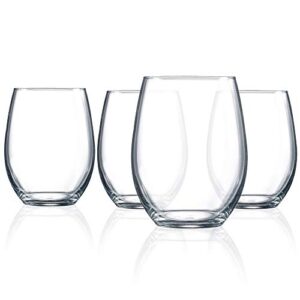 arc international cachet 21 ounce stemless wine glass, set of 4, 4 count (pack of 1), clear