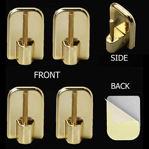 Evideco French Home Goods Self Adhesive Hooks Sash Rod Kitchen Curtains Set of 4 - Gold