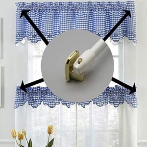 Evideco French Home Goods Self Adhesive Hooks Sash Rod Kitchen Curtains Set of 4 - Gold