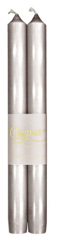 Caspari Straight Taper Candles in Silver - 2 Per Package