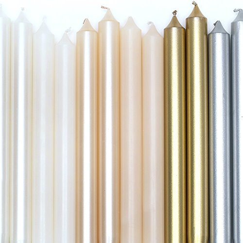 Caspari Straight Taper Candles in Silver - 2 Per Package