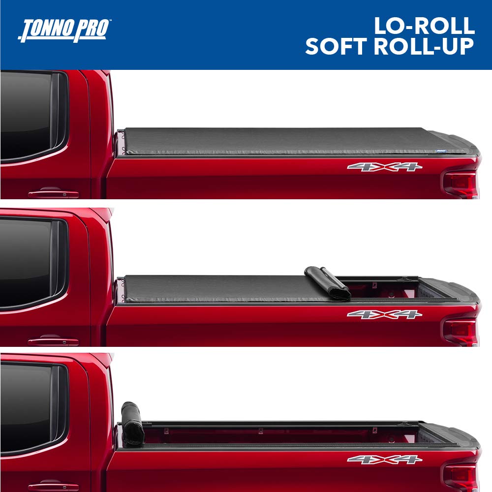 Tonno Pro Lo Roll, Soft Roll-up Truck Bed Tonneau Cover | LR-1030 | Fits 2007 - 2013, 2014 HD Chevy/GMC Silverado/Sierra 1500/2500/3500 6' 7" Bed (78.7")