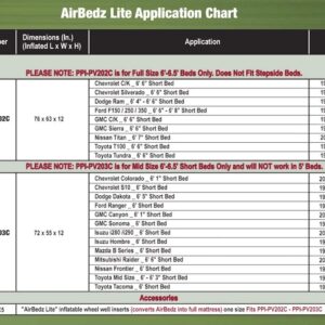 Pittman Outdoors AirBedz Lite PPI PV202C Full Size, Short 6'-6.5' Truck Bed Air Mattress with DC Corded Pump (76"x63"x12" Inflated),Green,Full Size Beds