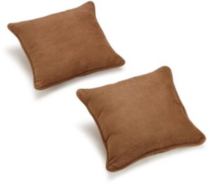 blazing needles, l.p. corded microsuede throw pillow, 18" x 18", saddle brown, 2 count