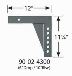 Equal-i-zer 90-02-4300 Specialty Drop Shank 2 Inch Square - 6 Inch drop/10 Inch Rise x 12 Inch Length (XL12)