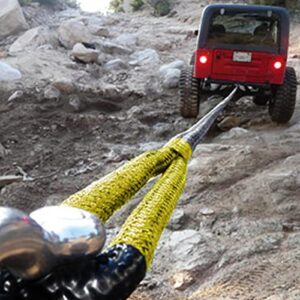 Bubba Rope LIL' BUBBA Model 176650YWG Off-Road Power Stretch Kinetic Kit 1/2" x 20' ft. Recovery Rope With Breaking Strength of 7400 Lb. In Yellow / Black Color, Accessory Ideal for Recovery and Towing Stuck Vehicles