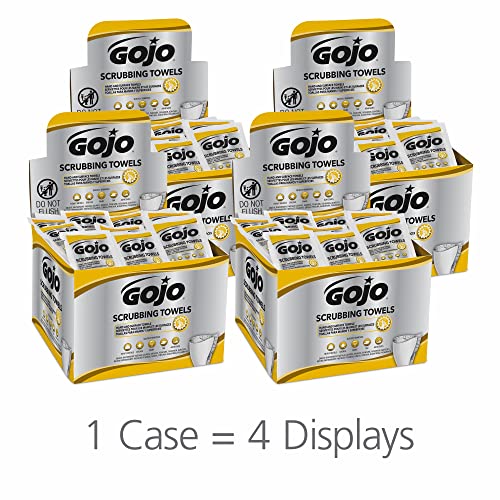 GOJO Scrubbing Towels, Citrus Scent, 80 Count Individually Wrapped Extra-Large Textured Wet Towels in a Counter Display Box (Case Includes 4 Display Boxes) – 6380-04