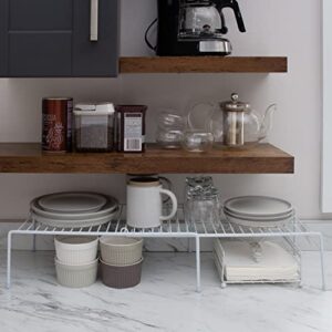 Kitchen Details Cabinet Expandable Helper Shelf | Cabinet & Countertop Organization | Pantry | Space Saver Storage | White