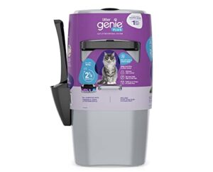 litter genie plus pail (silver) | cat litter box waste disposal system for odor control | includes 1 square refill bag