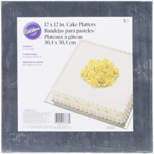 wilton silver 12-inch square cake platters, 5 count