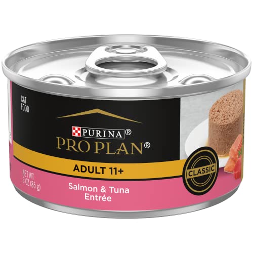 Purina Pro Plan Pate High Protein Senior Wet Cat Food, SENIOR 11+ Salmon & Tuna Entree - (24) 3 oz. Pull-Top Cans