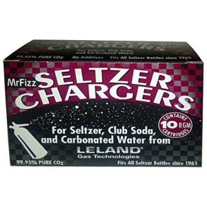50 leland (le10 co2) co2 soda chargers - 8g c02 seltzer water cartridges - 5 boxes of 10