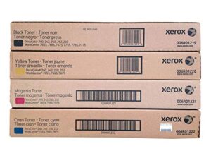 genuine xerox docucolor 240 250 workcentre 7655, 7665, 7675 seriestoner set 006r01219, 006r01220, 006r01221, 006r01222 cymk sealed in retail packaging