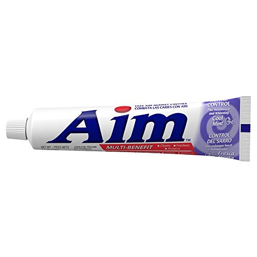 Aim Tartar Control Plus Mouthwash & Whitening Anticavity Fluoride Toothpaste, Cool Mint Gel, 6 Oz (Pack of 6)