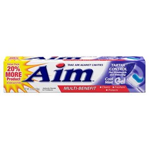 aim tartar control plus mouthwash & whitening anticavity fluoride toothpaste, cool mint gel, 6 oz (pack of 6)