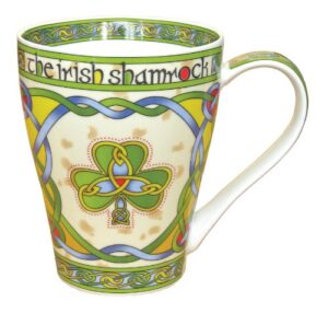 clara ireland bone china mug with irish weave shamrock design