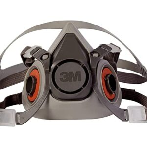 3M Half Facepiece Reusable Respirator 6200, Gases, Vapors, Dust, Paint, Cleaning, Grinding, Sawing, Sanding, Welding, Adjustable Headstraps, Bayonet Connection, Medium