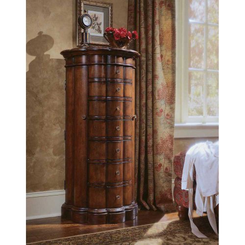 Hooker Furniture Seven Seas Shaped Jewelry Chest in Cherry Finish