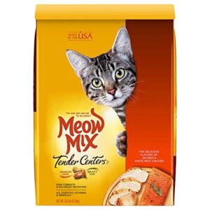 meow mix tender centers dry cat food, salmon & chicken, 13.5 pound bag