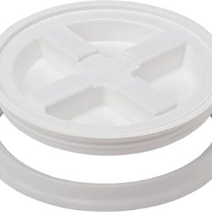 Gamma2 Seal Lid - Pet Food Storage Container Lids - Fits 3.5, 5, 6, & 7 Gallon Buckets, White, 4122E