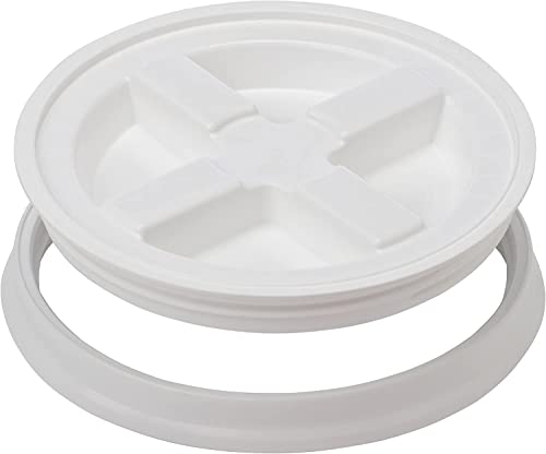 Gamma2 Seal Lid - Pet Food Storage Container Lids - Fits 3.5, 5, 6, & 7 Gallon Buckets, White, 4122E