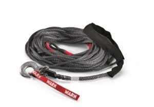 warn 87915 spydura synthetic winch cable rope with swivel hook end: 3/8" diameter x 100' length, 5 ton (10,000 lb) capacity
