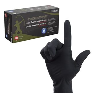 dynarex black arrow disposable latex exam gloves, powder-free, used in healthcare and professional settings, law enforcement, tattoo, salon or spa, black, small, 1 box of 100 pairs