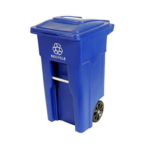 Toter 025532-R1BLU 32Gal Wheel Recycle Bin, 32 Gallon, Blue