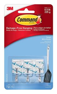 command 17067clr 4 adhesive strips wire, small, 3 hooks, clear
