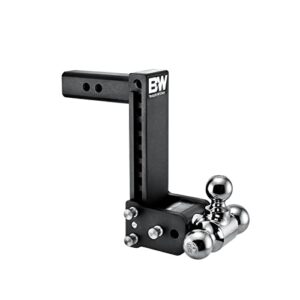 b&w trailer hitches tow & stow adjustable trailer hitch ball mount - fits 2" receiver, tri-ball (1-7/8" x 2" x 2-5/16"), 9" drop, 10,000 gtw - ts10050b