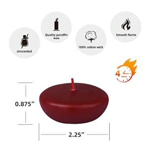 Zest Candle 24-Piece Floating Candles, 2.25-Inch, Burgundy