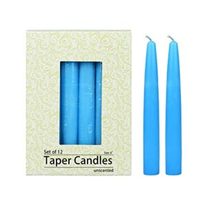 Zest Candle 12-Piece Taper Candles, 6-Inch, Light Blue