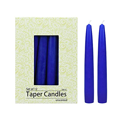 Zest Candle 12-Piece Taper Candles, 6-Inch, Blue