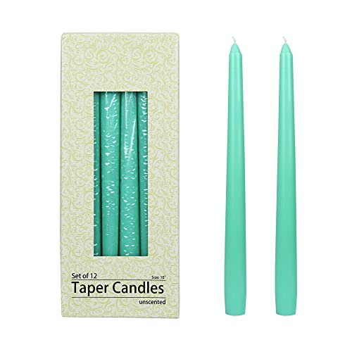 Zest Candle 12-Piece Taper Candles, 10-Inch, Aqua