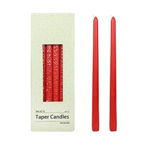 Zest Candle 12-Piece Taper Candles, 12-Inch, Ruby Red